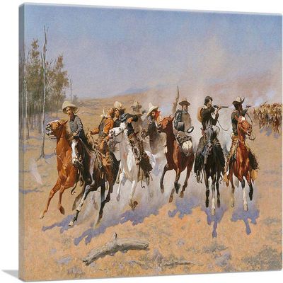 ARTCANVAS A Dash For The Timber 1889 Canvas Art Print Stretched Framed Painting Picture Poster Giclee Wall Decor by Frederic Remington - 40" x 26" (0.75" Deep)