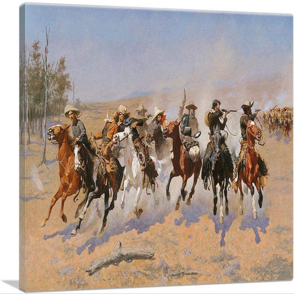 ARTCANVAS A Dash For The Timber 1889 Canvas Art Print Stretched Framed Painting Picture Poster Giclee Wall Decor by Frederic Remington - 40" x 26" (0.75" Deep)