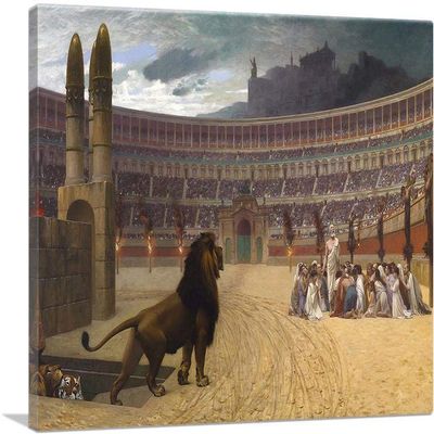 ARTCANVAS The Christian Martyr's Last Prayer 1863 Canvas Art Print Stretched Framed Painting Picture Poster Giclee Wall Decor by Jean Leon Gerome - 40" x 26" (0.75" Deep)