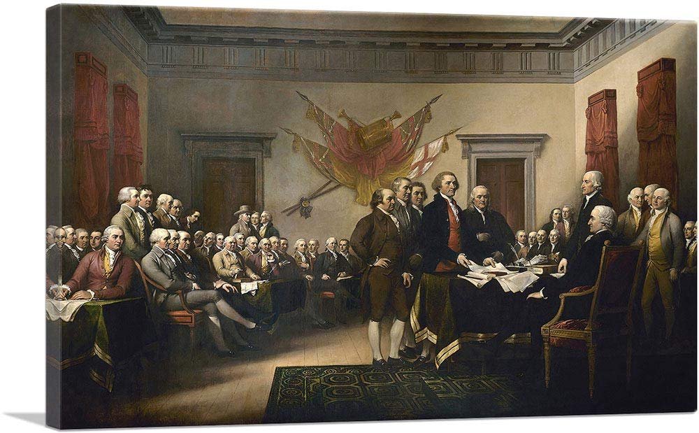 ARTCANVAS Signing Declaration Of Independence 1819 Canvas Art Print Stretched Framed Painting Picture Poster Giclee Wall Decor by John Trumbull - 40" x 26" (0.75" Deep)