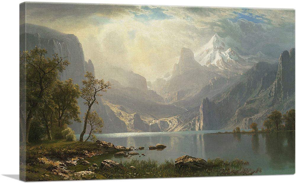 ARTCANVAS Lake Tahoe 1868 Canvas Art Print Stretched Framed Painting Picture Poster Giclee Wall Decor by Albert Bierstadt - 40" x 26" (0.75" Deep)