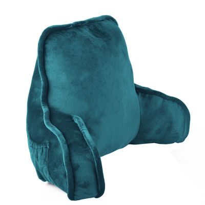 Home Soft Things Super Soft Bedrest Reading Pillow, Lounger Backrest Pillow for Sitting in Bed with Arms Pockets, 20" x 18" x 17", Storm Blue