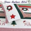 Holiday Christmas 3-Piece Queen Quilt Bedding Set, Morning Stripped Wreath Red Green Soft Lightweight Coverlet Bedspread view 2