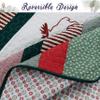 Holiday Christmas 3-Piece King Quilt Bedding Set, Morning Stripped Wreath Red Green Soft Lightweight Coverlet Bedspread view 3