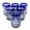 Dos Sueos Hand Blown Mexican Drinking Glasses  Set of 6 Tumbler Glasses with Blue Spiral Design (10 oz each)  view 1
