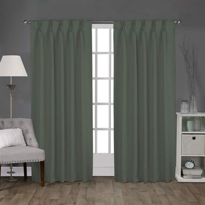 Double Pinch Pleated Blackout Window Curtain Panel & Drapes and Thermal Insulation for Living Room Patio Door ( Two Panels Combined Size, Grey, 42 Inch by 108 Inch)