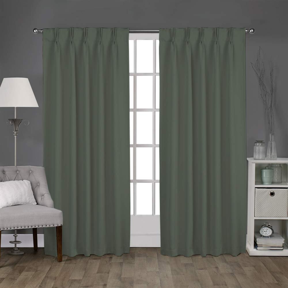 Double Pinch Pleated Blackout Window Curtain Panel & Drapes and Thermal Insulation for Living Room Patio Door ( Two Panels Combined Size, Grey, 42 Inch by 108 Inch)