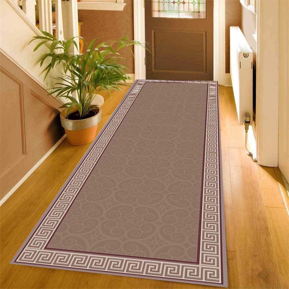 XQKXHZ Hallway Runner Rugs, 6Mm Thick Modern Durable Non-Slip Entryway Carpet Passage with Border, Brown Rectangle Washable Porch Stairs Hotel Kitchen Area Floor Mat, Customizable,50x100cm