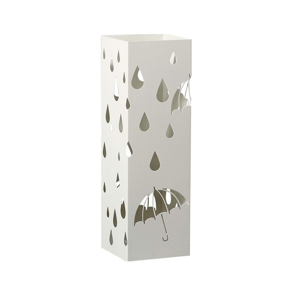 Umbrella Racks WXYZ Wrought Iron Umbrella Stand with Raindrop Shape Can Store Long and Short Umbrellas, Household Hotel Umbrella Bucket, 15.5x15.5x49cm (Color : White)
