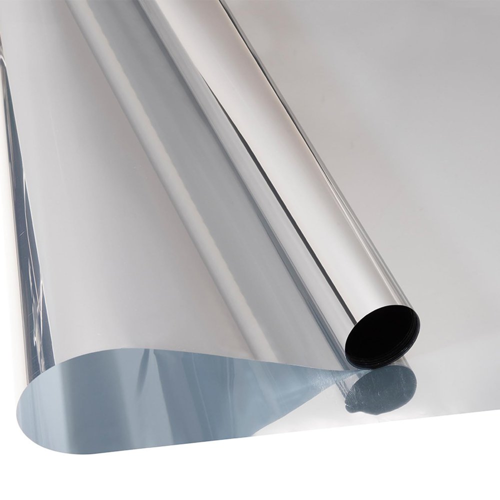 One Way Window Privacy Film Window Tint for Home Reflective Window Glass Film Heat Control Window Tint Anti UV Window Tint for Home Office, Silver, 20Inch x 16.5Feet