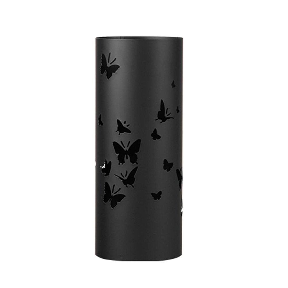 Umbrella Racks WXYZ Round Wrought Iron Umbrella Stand Can Store Long and Short Umbrellas, Large Capacity and Space Saving, 19.5x49cm (Color : Black)