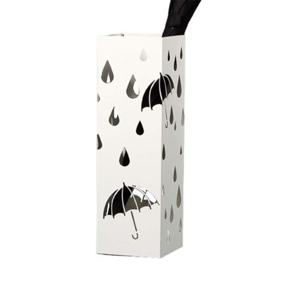 Umbrella Racks WXYZ Wrought Iron Umbrella Stand Home Hotel Corner Umbrella Bucket Can Hold 10-12 Long and Short Umbrellas, 15.5x15.5x49cm (Color : White)