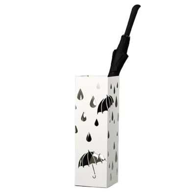 Umbrella Racks WXYZ Wrought Iron Umbrella Stand at The Entrance Corner of Home Hotel, Long and Short Umbrella Drain Stand, 15.5x15.5x49cm (Color : White)