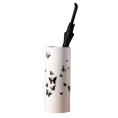 Umbrella Racks WXYZ Hollowout Umbrella Stand, Large-Capacity Umbrella Bucket with Butterfly Pattern, Saving Space, 19.5x49cm (Color : White)