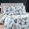 3-Piece Reversible Nautical Theme Bedspread Coverlet Twin (68x86 Inches),Blue-Green Seashells Coral Beach Bedding Sets,Lightweight Quilt Set Bed Cover, Coastal Bed Set for All Seasons(Cyan,Twin) view 2
