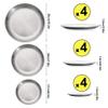 12 Pack Stainless Steel Plates, Reusable Brushed Metal Dinner Plates, Metal Dinner Dishes for Picnic BBQ Steak (sliver) view 2