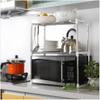 Amosfun Microwave Oven Rack Kitchen Storage Holder Storage Shelf Double Layer Shelf Kitchen Rack view 3
