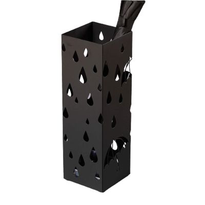Umbrella Racks WXYZ Wrought Iron Umbrella Stand Home Hotel Corner Umbrella Bucket Can Hold 10-12 Long and Short Umbrellas, 15.5x15.5x49cm (Color : Black)