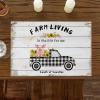 Placemats Set of 4 Washable,Farm Sweet Farm Placemat for Dining Table Decorations, Heat-Proof Table Mats for Kitchen Dinner Wooden Farmhouse Pig Sunflower Truck view 2