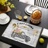 Placemats Set of 4 Washable,Farm Sweet Farm Placemat for Dining Table Decorations, Heat-Proof Table Mats for Kitchen Dinner Wooden Farmhouse Pig Sunflower Truck view 3