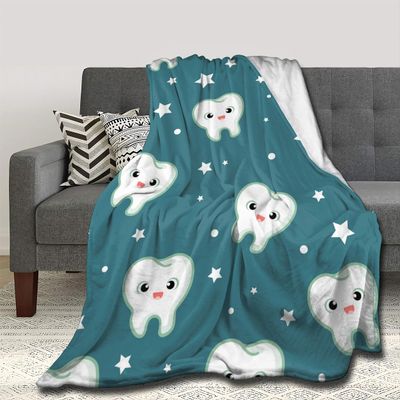 Pindola Funny Teeth Throw Blanket Warm Lightweight Soft Cozy Warm Home Decoration 120"x90"