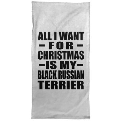 Designsify Gifts, All I Want for Christmas is My Black Russian Terrier, Hand Towel 15x30 inch Soft Tea Dish Cloth for Kitchen Bath - for Birthday Anniversary Christmas Mothers Day Fathers Day