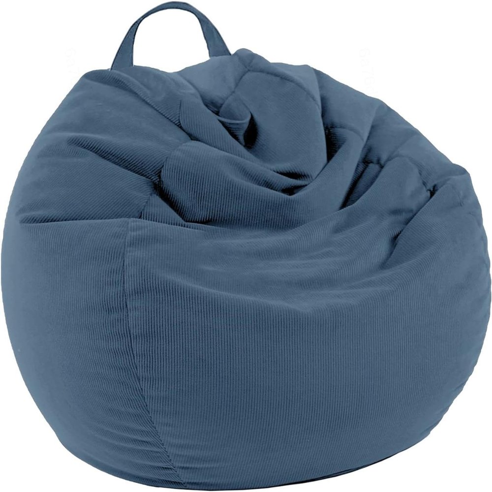 NIBHZ Stuffed Animal Storage Bean Bag Chair Cover (No Filler) for Kids and Adults.Soft Premium Bean Bag for Organizing Children Plush Toys,blue-90x110cm