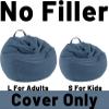 NIBHZ Stuffed Animal Storage Bean Bag Chair Cover (No Filler) for Kids and Adults.Soft Premium Bean Bag for Organizing Children Plush Toys,blue-90x110cm view 2