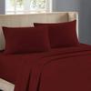 1000-Thread-Count 100% Egyptian Cotton Bed Sheet, 4-Pc Cal King Burgundy Solid Sheet Set Single Ply Long Staple Cotton Yarns, Sateen Weave, Fits Mattress Upto 26" Deep Pocket view 1