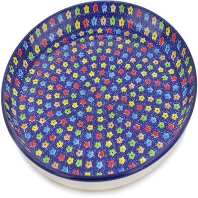 Polmedia Polish Pottery Dinner Plate UNIKAT - Colorful Field Pattern Handmade in Boleslawiec Poland by Ceramika Artystyczna + Certificate of Authenticity