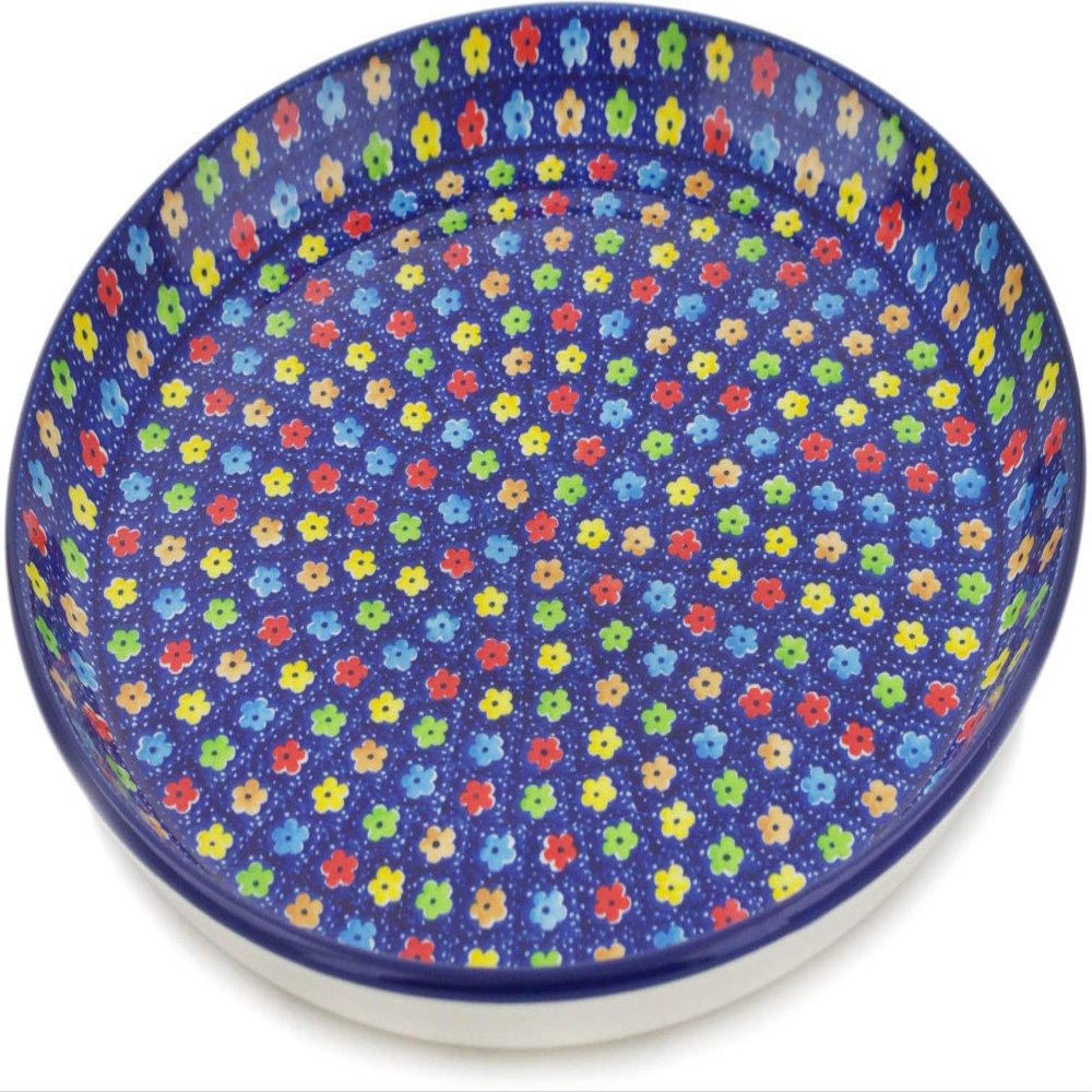 Polmedia Polish Pottery Dinner Plate UNIKAT - Colorful Field Pattern Handmade in Boleslawiec Poland by Ceramika Artystyczna + Certificate of Authenticity