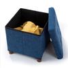 15 Inch Storage Ottoman with Wooden Legs - Cube Foot Rest Stool, Square Footstool, Comfortable Seat with Lid, Foldable Fabric Ottoman, Space-Saving Navy view 1