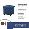 15 Inch Storage Ottoman with Wooden Legs - Cube Foot Rest Stool, Square Footstool, Comfortable Seat with Lid, Foldable Fabric Ottoman, Space-Saving Navy view 3