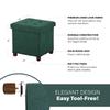 15 Inches Storage Ottoman with Wooden Legs, Cube Foot Rest Stool/Square Footstool Storage for Living Room, Foldable Fabric Ottoman, Comfortable Seat with Lid, Space-Saving Green view 3