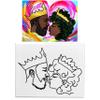 Indigo Art Studio Pre Drawn Canvas Painting for Adults Kids Couples | 4-40 PACK Discounted Bundle | Afro King Queen Kiss #1 | DIY Birthday Gift & Sip and Paint With Twist Party Favor | 8x10 view 2