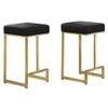 Best Master Furniture Jakob 25" Contemporary Counter Height Stools with Faux Leather Cushions, Metal Base and Footrest, Modern Minimalist Kitchen or Bar Seating, Set of 2 (Black/Gold) view 1