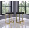 Best Master Furniture Jakob 25" Contemporary Counter Height Stools with Faux Leather Cushions, Metal Base and Footrest, Modern Minimalist Kitchen or Bar Seating, Set of 2 (Black/Gold) view 2
