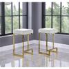 Best Master Furniture Jakob 25" Contemporary Counter Height Stools with Velvet Upholstered Cushions, Metal Legs and Footrest, Stylish Seating for Kitchen or Bar, Set of 2 (Cream/Gold) view 2