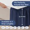 Wrap Around Dust Ruffle Bed Skirt - Navy Blue - for Queen Size Beds with 15 Inch Drop - Elastic Strap - Adjustable Pleated Bedskirt with Brushed Fabric and Wrinkle Free - for Women, Men, Kids & Teens view 4