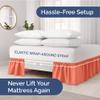 Wrap Around Dust Ruffle Bed Skirt - Coral - for Queen Size Beds with 15 Inch Drop - Easy Fit Elastic Strap - Adjustable Pleated Bedskirt w/Brushed Fabric - Wrinkle Free - for Women, Men, Kids & Teens view 2