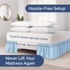 Wrap Around Dust Ruffle Bed Skirt - Light Blue - for Queen Size Beds with 24 Inch Drop - Elastic Strap - Adjustable Pleated Bedskirt with Brushed Fabric and Wrinkle Free - For Women, Men, Kids & Teens view 2