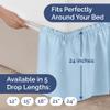 Wrap Around Dust Ruffle Bed Skirt - Light Blue - for Queen Size Beds with 24 Inch Drop - Elastic Strap - Adjustable Pleated Bedskirt with Brushed Fabric and Wrinkle Free - For Women, Men, Kids & Teens view 4