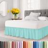 Wrap Around Dust Ruffle Bed Skirt - Spa Blue - for Queen Size Beds with 21 Inch Drop - Elastic Strap - Adjustable Pleated Bedskirt with Brushed Fabric and Wrinkle Free - for Women, Men, Kids & Teens view 1