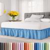 Wrap Around Dust Ruffle Bed Skirt - Denim Blue - for Queen Size Beds with 12 Inch Drop - Elastic Strap - Adjustable Pleated Bedskirt with Brushed Fabric and Wrinkle Free - For Women, Men, Kids & Teens view 1