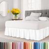 Wrap Around Dust Ruffle Bed Skirt - White - for King Size Beds with 24 Inch Drop - Easy Fit Elastic Strap - Adjustable Pleated Bedskirt w/Brushed Fabric - Wrinkle Free - for Women, Men, Kids & Teens view 1