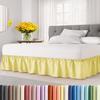 Wrap Around Dust Ruffle Bed Skirt - Yellow - for King Size Beds with 15 Inch Drop - Easy Fit Elastic Strap - Adjustable Pleated Bedskirt w/Brushed Fabric - Wrinkle Free - for Women, Men, Kids & Teens view 1