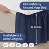 Wrap Around Dust Ruffle Bed Skirt - Navy Blue - for Queen Size Beds with 21 Inch Drop - Elastic Strap - Adjustable Pleated Bedskirt with Brushed Fabric and Wrinkle Free - for Women, Men, Kids & Teens view 4