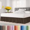 Wrap Around Dust Ruffle Bed Skirt - Brown - for Queen Size Beds with 12 Inch Drop - Easy Fit Elastic Strap - Adjustable Pleated Bedskirt w/Brushed Fabric - Wrinkle Free - for Women, Men, Kids & Teens view 1