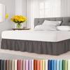 Wrap Around Dust Ruffle Bed Skirt - Dark Grey - for Queen Size Beds with 15 Inch Drop - Elastic Strap - Adjustable Pleated Bedskirt with Brushed Fabric and Wrinkle Free - for Women, Men, Kids & Teens view 1