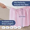 Wrap Around Dust Ruffle Bed Skirt - Light Pink - for Queen Size Beds with 12 Inch Drop - Elastic Strap - Adjustable Pleated Bedskirt with Brushed Fabric and Wrinkle Free - For Women, Men, Kids & Teens view 4